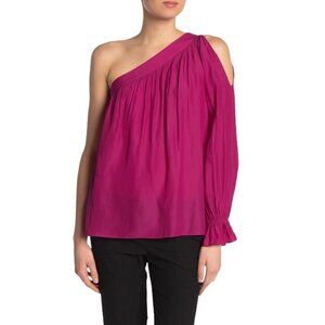 Ramy Brook One Shoulder Cold Shoulder Blouse Fuchsia Womens Size XS
